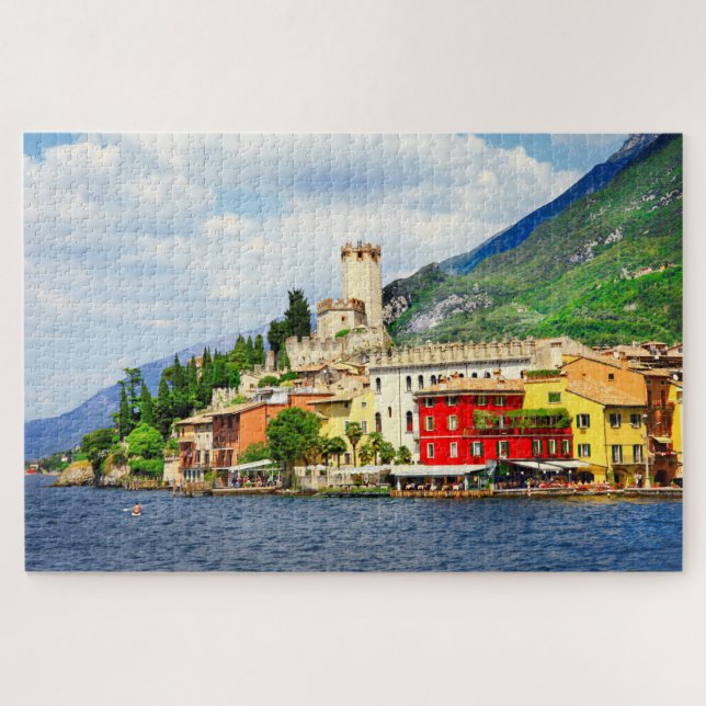 Puzzle Lago Garda Malcesine Village Italia Viaje (Horizontal)