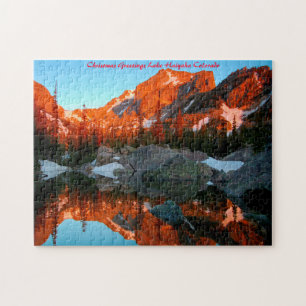 Puzzle Lago Haiyaha Colorado. Felicitaciones de Navidad