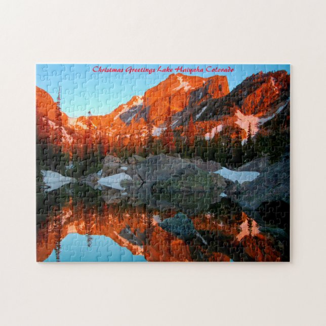 Puzzle Lago Haiyaha Colorado. Saludos de Navidad (Horizontal)