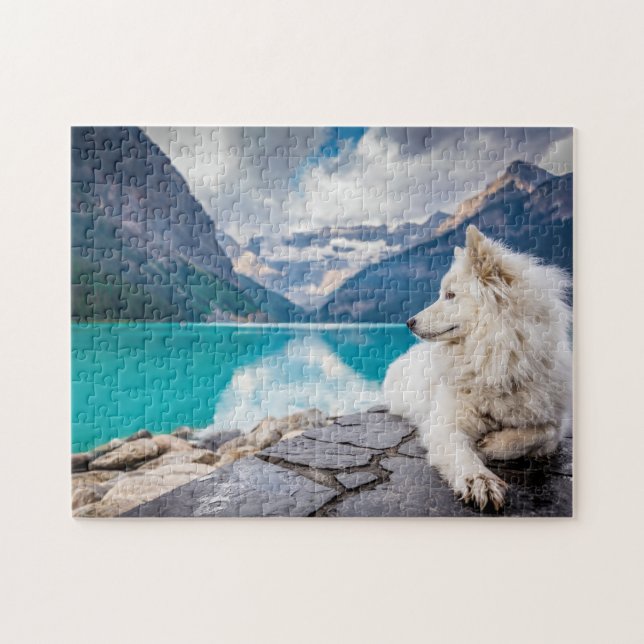 Puzzle Lago Husky Siberiano Blanco Canadá (Horizontal)