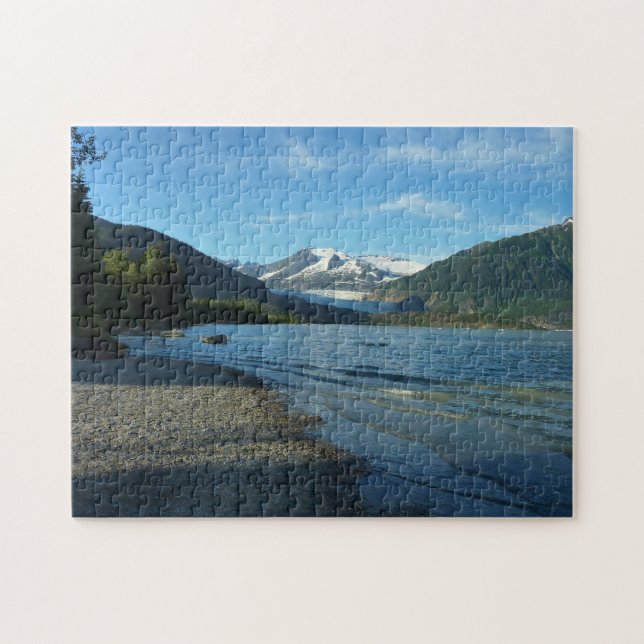 Puzzle Lago Mendenhall en el paisaje Juneau Alaska (Horizontal)