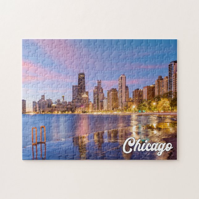 Puzzle Lago Michigan, Chicago, Illinois, Estados Unidos (Horizontal)