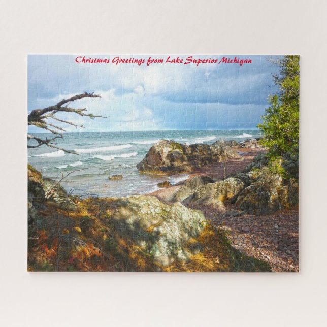 Puzzle Lago Superior Michigan. Saludos de Navidad (Horizontal)