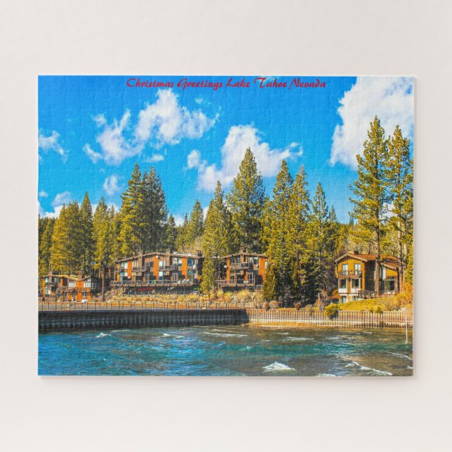 Puzzle Lago Tahoe Nevada. Saludos navideños (Horizontal)
