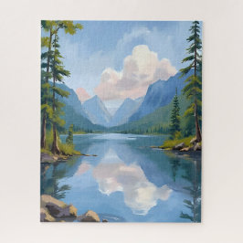 Puzzle Lago Tahoe | Pintura al óleo Paisaje