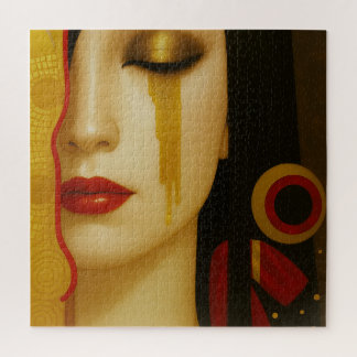 Puzzle lágrimas doradas de Freya con cabello oscuro