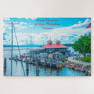 Puzzle Lake Champlain Vermont. Felicitaciones de Navidad