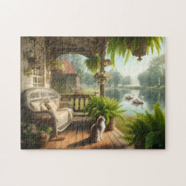 Puzzle Lakeside Swans Serene Morning View Calming Gift
