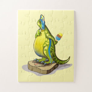 Puzzle Lambeosaurus Parado En Una Escala De Peso.