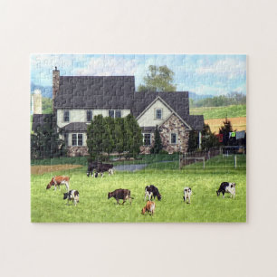 Puzzle Lancaster PA - Granja familiar con vacas en pastel