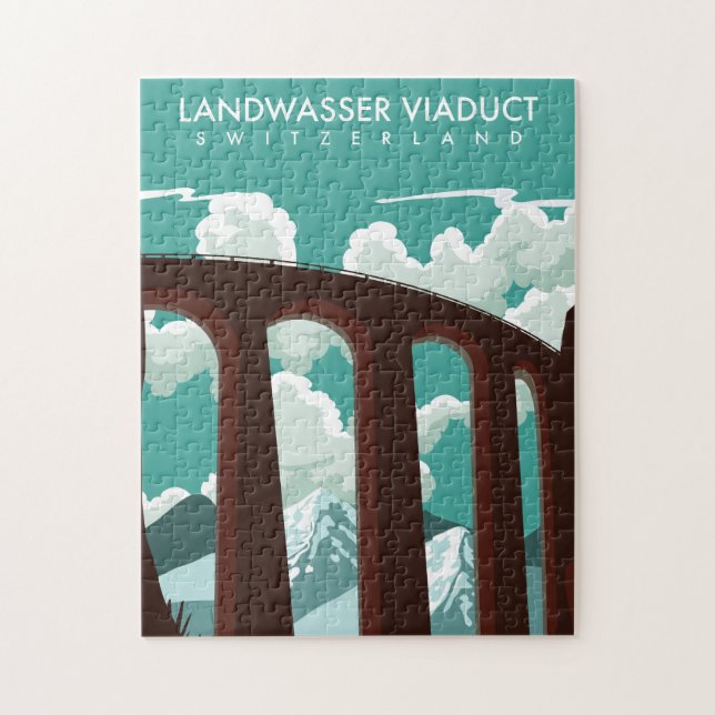 Puzzle Landwasser Viaduct Suiza T-Shirt (Vertical)