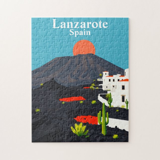 Puzzle Lanzarote, Spain Vintage Travel Volcanic Landscape (Vertical)
