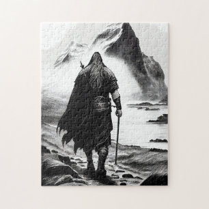 Puzzle Lápiz de tinta acuarela de guerrero vikingo