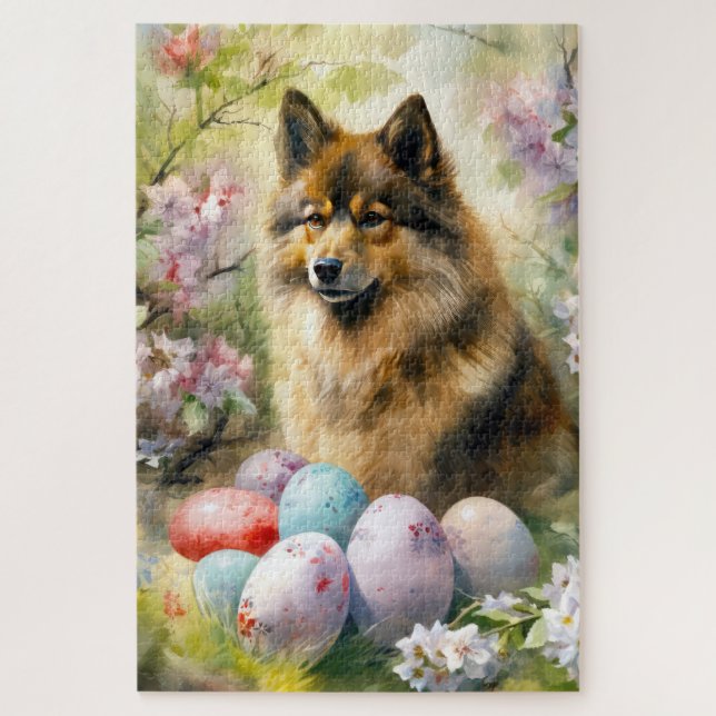 Puzzle Lapphund finlandés con huevos de Pascua (Vertical)