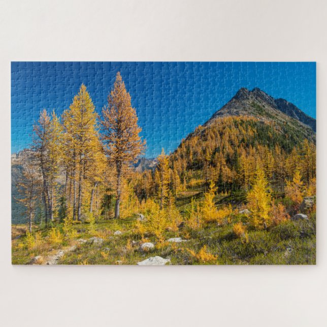 Puzzle Larches de otoño en Easy Pass Washington (Horizontal)