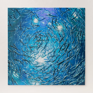 Puzzle Large Grey School of Ocean Fish