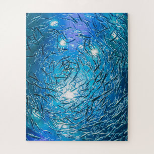 Puzzle Large Grey School of Ocean Fish