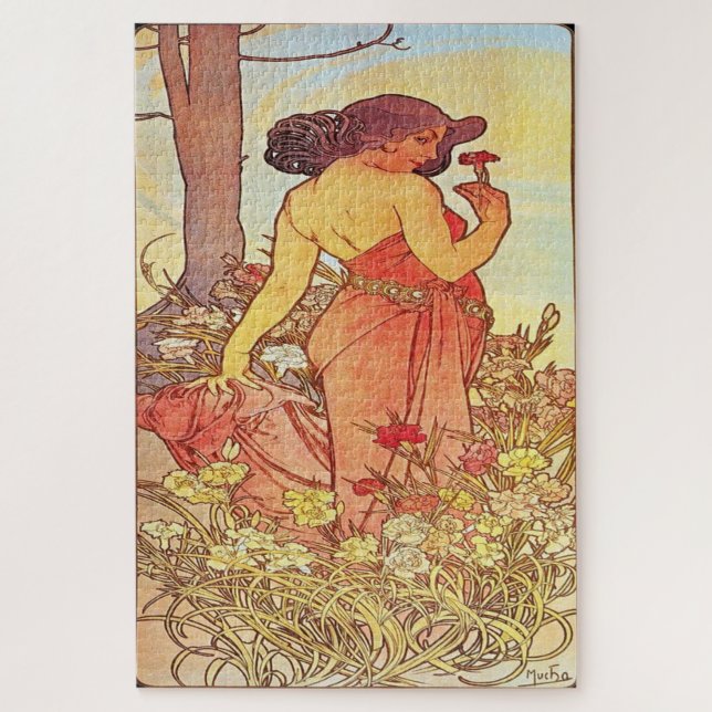 Puzzle Las flores - Carnación: Art Nouveau de Mucha Ed.1 (Vertical)