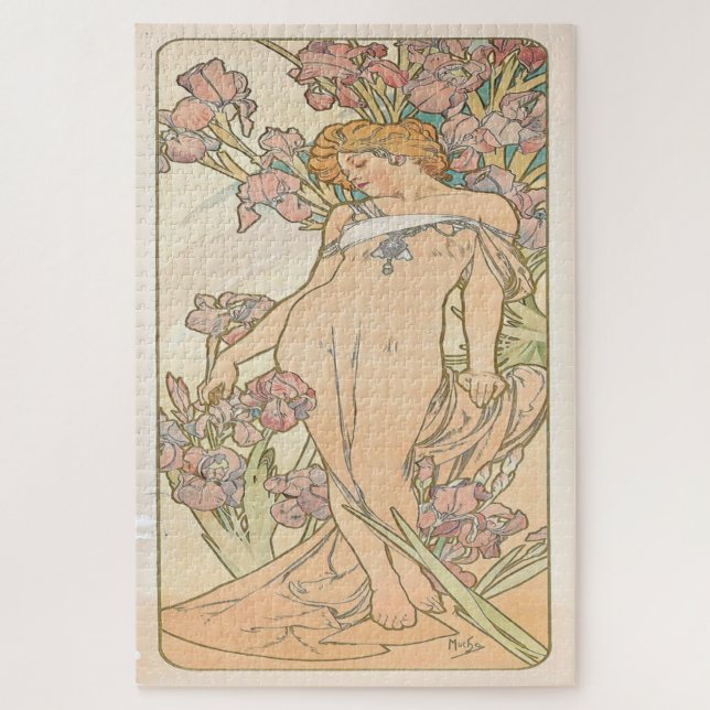 Puzzle Las Flores - Iris 1898: Un Art Nouveau de Mucha (Vertical)