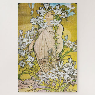 Puzzle Las flores - Lily: Un Art Nouveau de Mucha