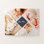 Puzzle Las fotos de la mejor madre Personalizado moderna<br><div class="desc">Este diseño simple y clásico está compuesto por tipografía de la síspera y agrega una foto personalizado. "La mejor mamá de todos los tiempos" en el medio y rodeada por cuatro fotos de tu madre,  mamá,  madre,  mamá,  mamá,  etc.</div>