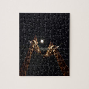 Puzzle Las jirafas están a la luz de la luna.