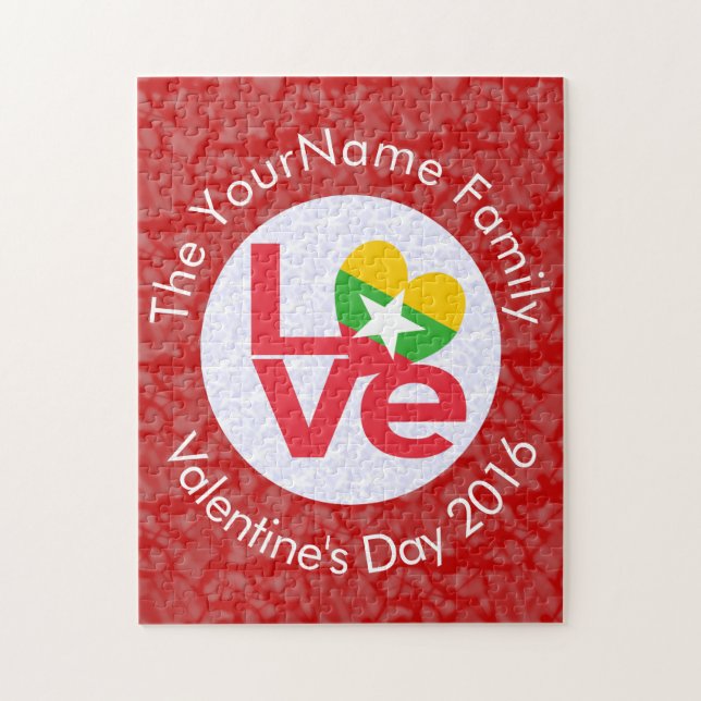 Puzzle Las letras rojas de la bandera birmana de Myanmar  (Vertical)