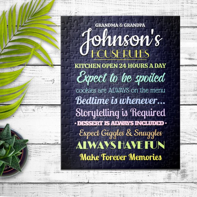 Puzzle Las reglas de la casa de los abuelos personalizada (Subido por el creador)