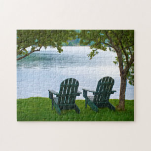 Puzzle Las sillas Adirondack frente a un lago - Fotografí