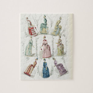 Puzzle Las últimas modas de París, vestidos de nueve d