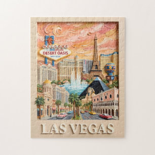 Puzzle Las Vegas Nevada Impasto Vintage Lugares Turístico