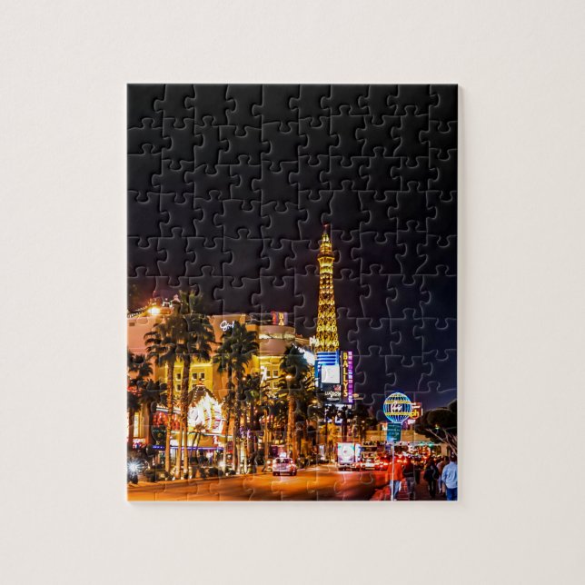 Puzzle Las Vegas Noches Lights Strip Eiffel Tower Casino (Vertical)