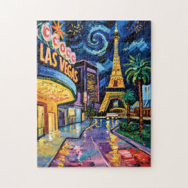 Puzzle Las Vegas Travel Van Gogh Style Casino Night City 