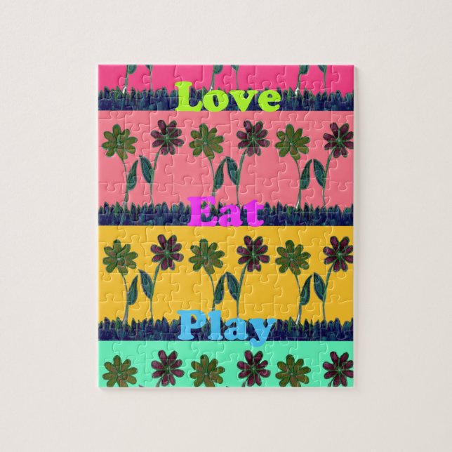 Puzzle Latest floral edgy eat love play design (Vertical)