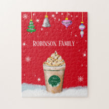 Latte de Navidad con nombre de adorno vintage