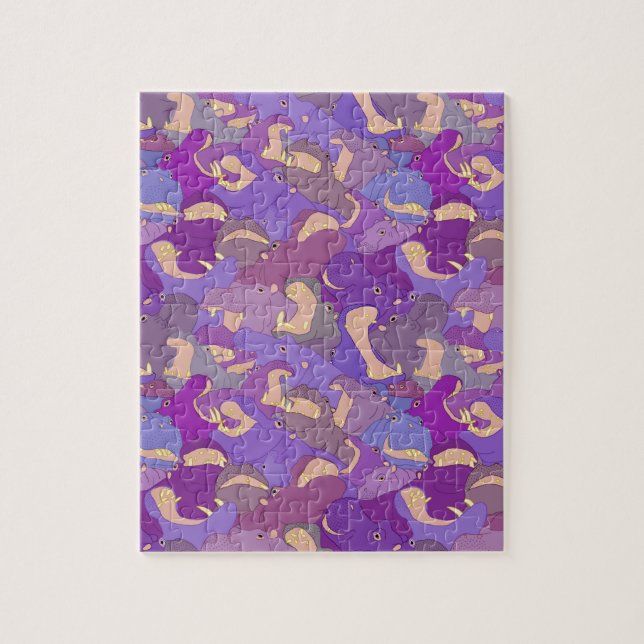 Puzzle Laughing Hippos - purple (Vertical)
