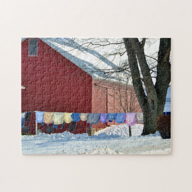 Puzzle Lavadero del invierno de Amish (Horizontal)