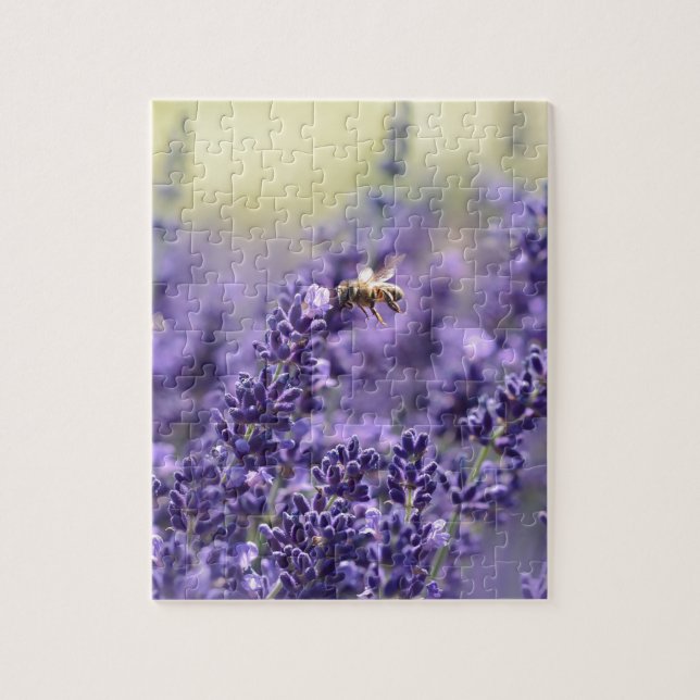 Puzzle Lavanda de primavera con abejas moradas (Vertical)