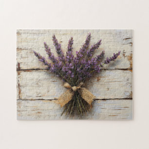 Puzzle Lavanda rústica en madera blanca