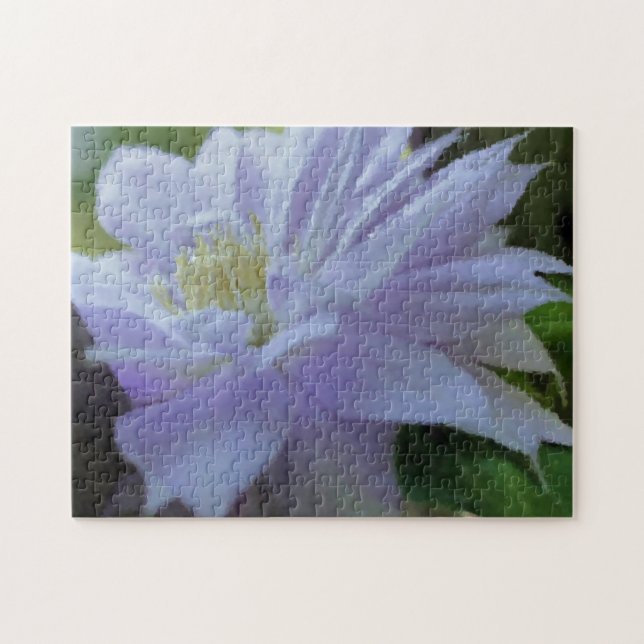 Puzzle Lavender Clematis Flower Art Photo Painting  (Horizontal)