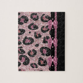 Puzzle Lazos de cinta de estampado de leopardo rosa RAB R