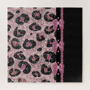 Puzzle Lazos de cinta de estampado de leopardo rosa RAB R