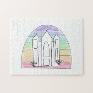 Puzzle LDS Salt Lake City Temple rainbow sunset mormon