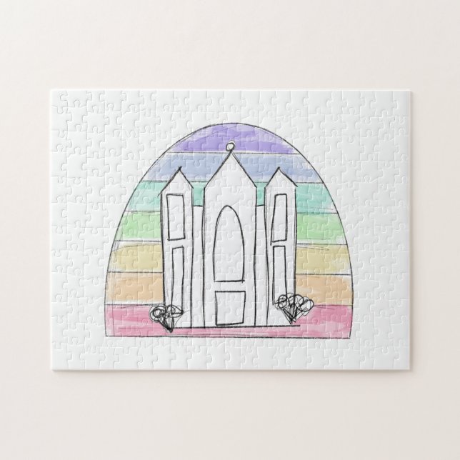 Puzzle LDS Salt Lake City Temple rainbow sunset mormon (Horizontal)
