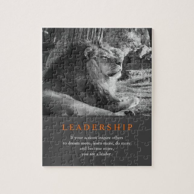 Puzzle Leadership Motivation Lion Black & White (Vertical)