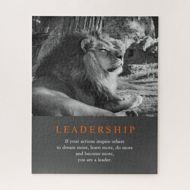 Puzzle Leadership Motivation Lion Black & White (Vertical)