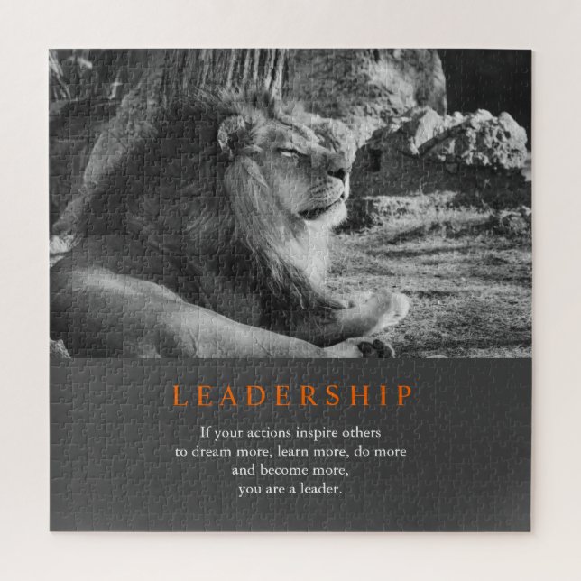Puzzle Leadership Motivation Lion Black & White (Vertical)