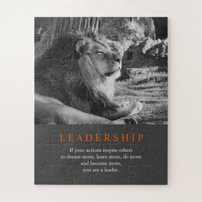 Puzzle Leadership Motivation Lion Black & White (Vertical)