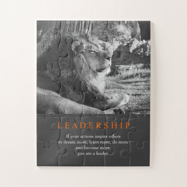 Puzzle Leadership Motivation Lion Black & White (Vertical)