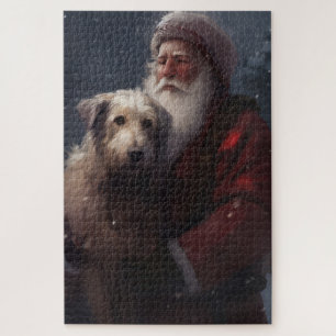 Puzzle Lebrel con Santa Claus Festivo de Navidad
